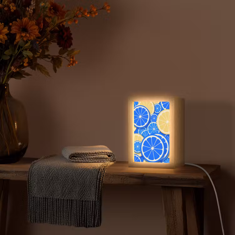 Gepersonaliseerde Lightbox - Fruit - Schijven - Patroon - Modern - Blauw - Geel — 3