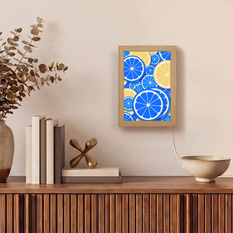 Gepersonaliseerde Lightbox - Fruit - Schijven - Patroon - Modern - Blauw - Geel — 4