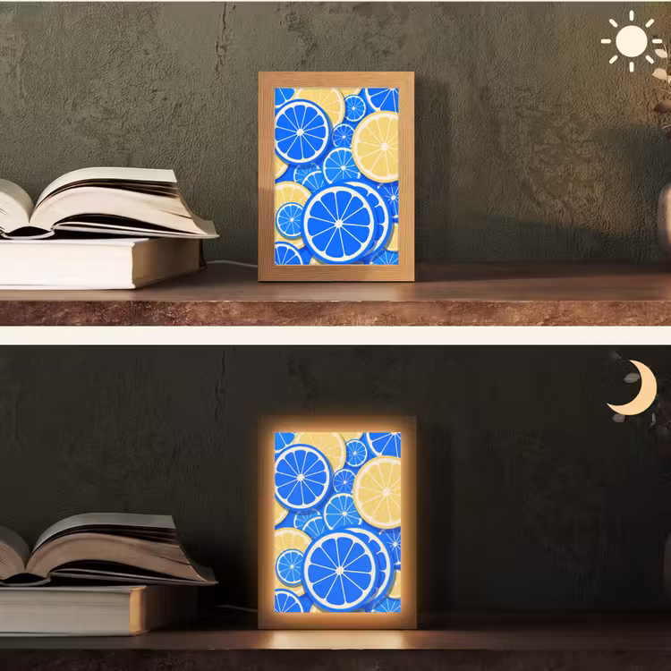 Gepersonaliseerde Lightbox - Fruit - Schijven - Patroon - Modern - Blauw - Geel — 5