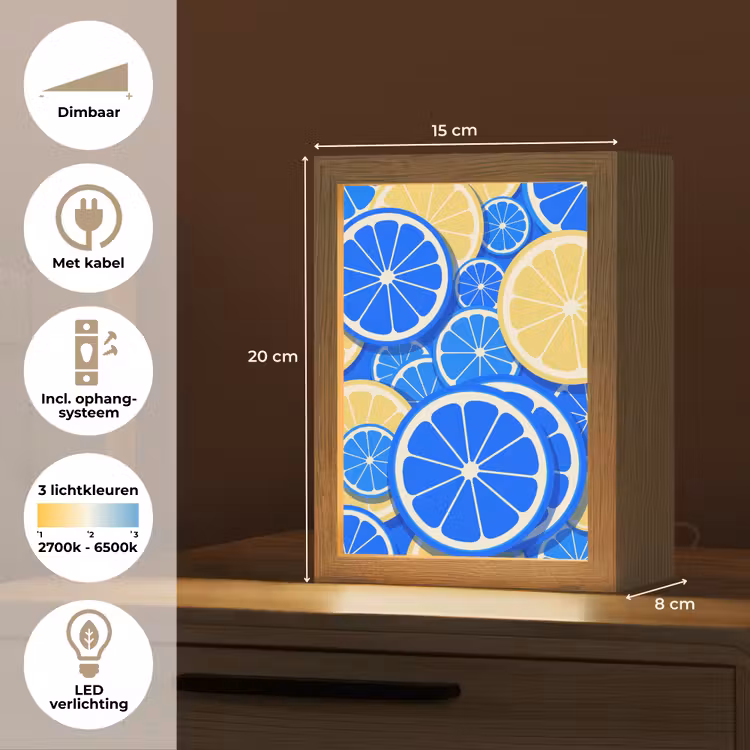 Gepersonaliseerde Lightbox - Fruit - Schijven - Patroon - Modern - Blauw - Geel — 7