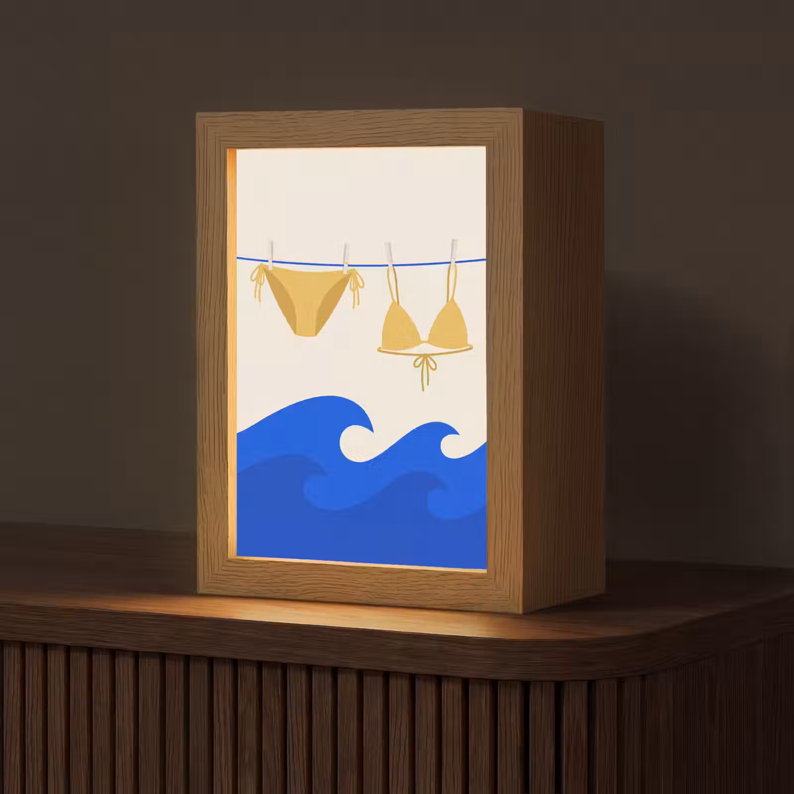 Gepersonaliseerde Lightbox - Zwemkleding - Zee - Zomer - Illustratie - Geel — 1