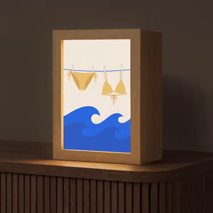 Gepersonaliseerde Lightbox - Zwemkleding - Zee - Zomer - Illustratie - Geel — 1