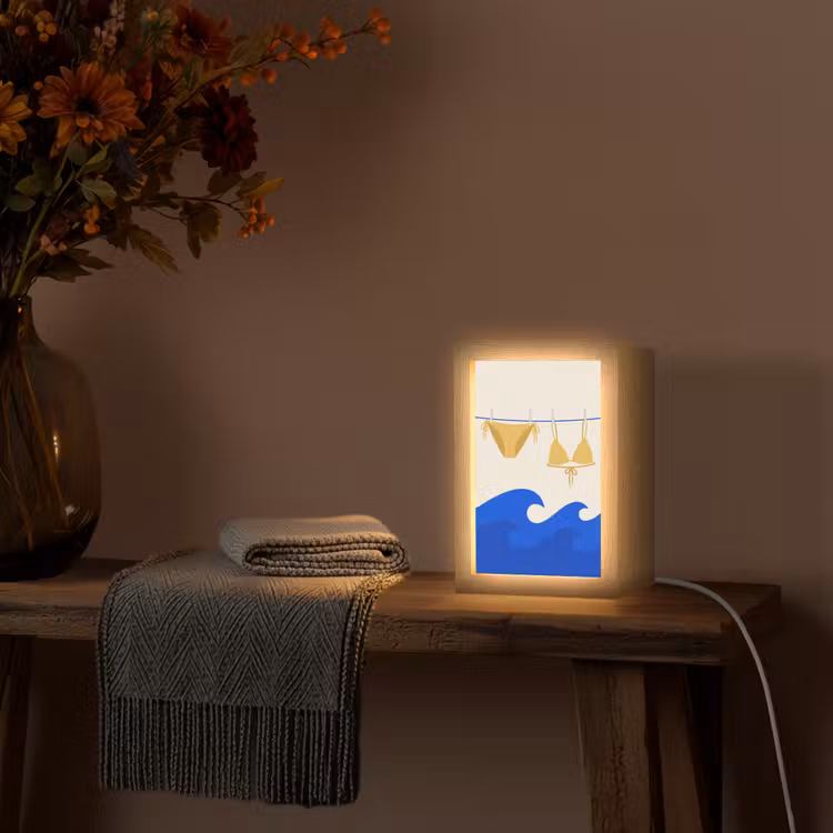 Gepersonaliseerde Lightbox - Zwemkleding - Zee - Zomer - Illustratie - Geel — 3