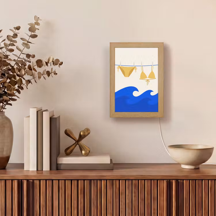Gepersonaliseerde Lightbox - Zwemkleding - Zee - Zomer - Illustratie - Geel — 4