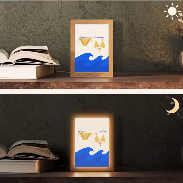 Gepersonaliseerde Lightbox - Zwemkleding - Zee - Zomer - Illustratie - Geel — 5