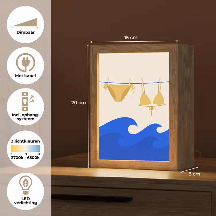 Gepersonaliseerde Lightbox - Zwemkleding - Zee - Zomer - Illustratie - Geel — 7