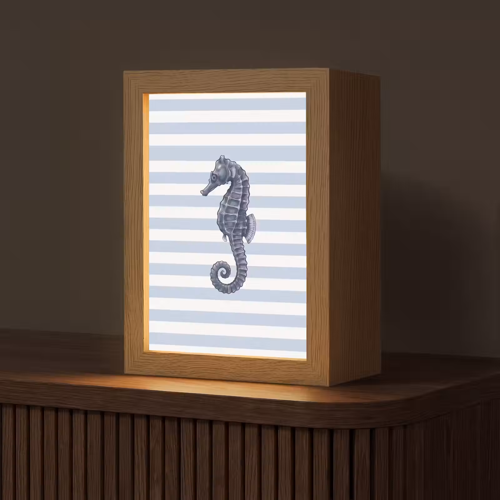 Gepersonaliseerde Lightbox - Vis - Oceaan - Illustratie - Blauw - Strepen — 1