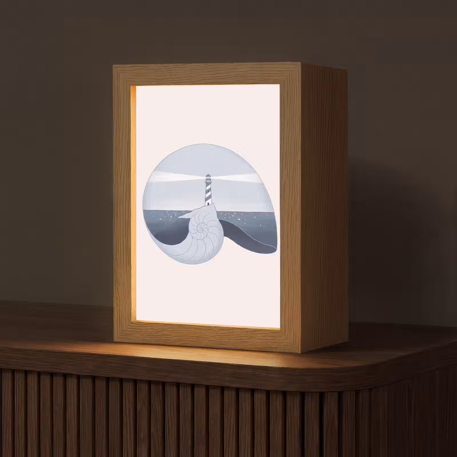 Gepersonaliseerde Lightbox - Vuurtoren - Zee - Schelp - Abstract - Blauw — 1