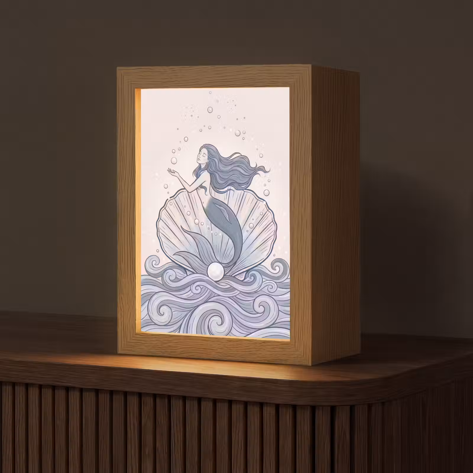 Gepersonaliseerde Lightbox - Zeemeermin - Schelp - Zee - Fantasie - Blauw — 1