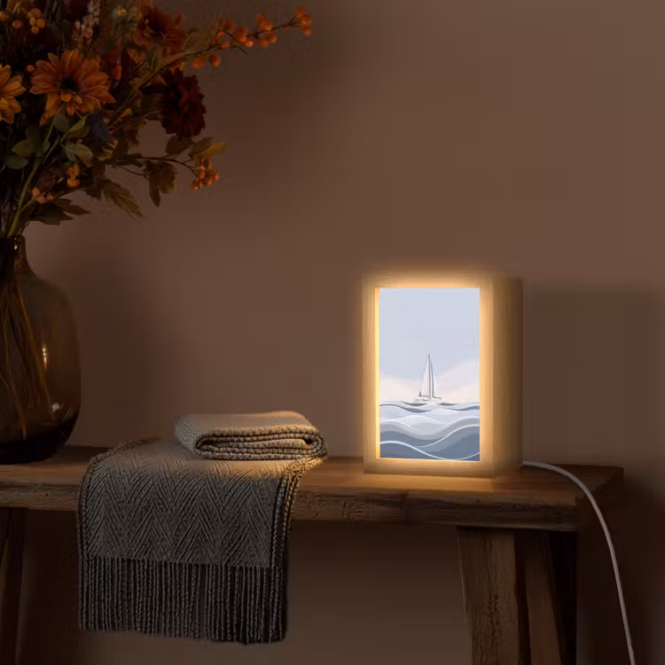 Gepersonaliseerde Lightbox - Boot - Zeil - Zee - Modern - Beige — 3