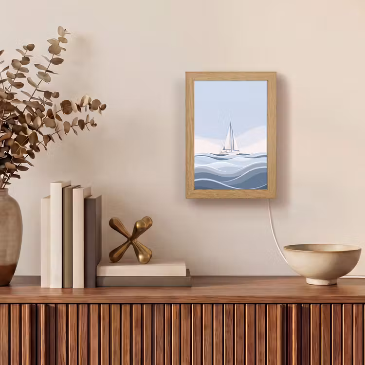 Gepersonaliseerde Lightbox - Boot - Zeil - Zee - Modern - Beige — 4