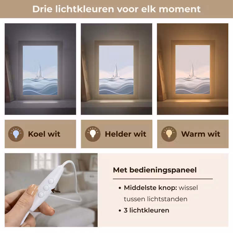 Gepersonaliseerde Lightbox - Boot - Zeil - Zee - Modern - Beige — 6