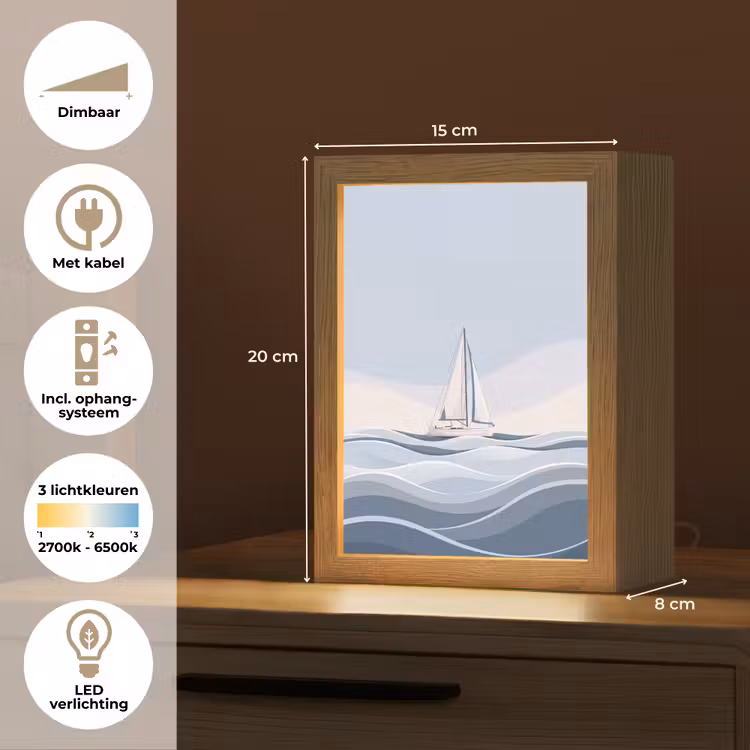 Gepersonaliseerde Lightbox - Boot - Zeil - Zee - Modern - Beige — 7