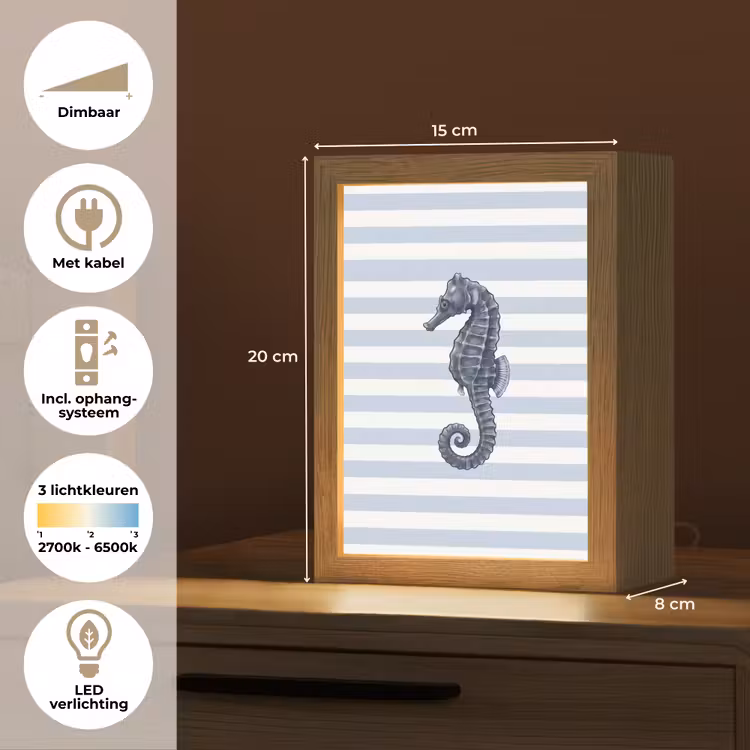 Gepersonaliseerde Lightbox - Vis - Oceaan - Illustratie - Blauw - Strepen — 7