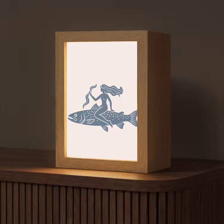 Gepersonaliseerde Lightbox - Vrouw - Vis - Fantasie - Abstract - Blauw — 1