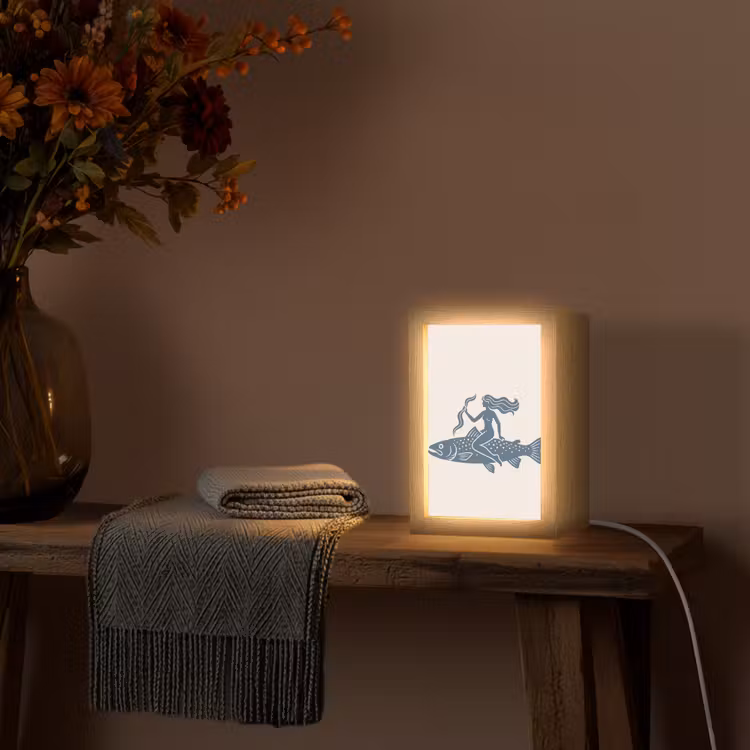 Gepersonaliseerde Lightbox - Vrouw - Vis - Fantasie - Abstract - Blauw — 3