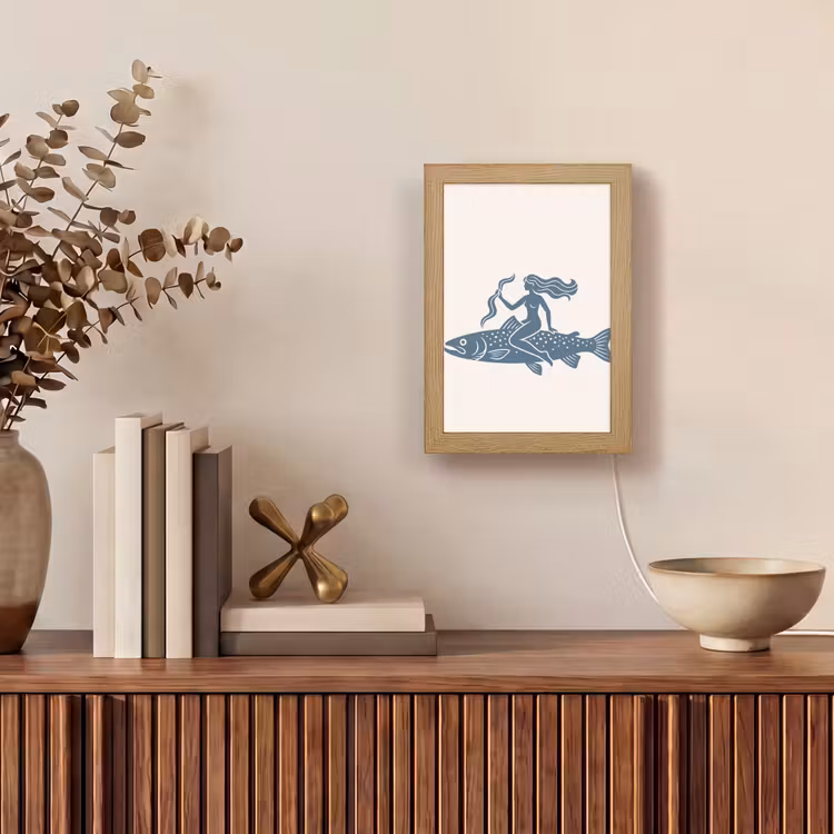 Gepersonaliseerde Lightbox - Vrouw - Vis - Fantasie - Abstract - Blauw — 4
