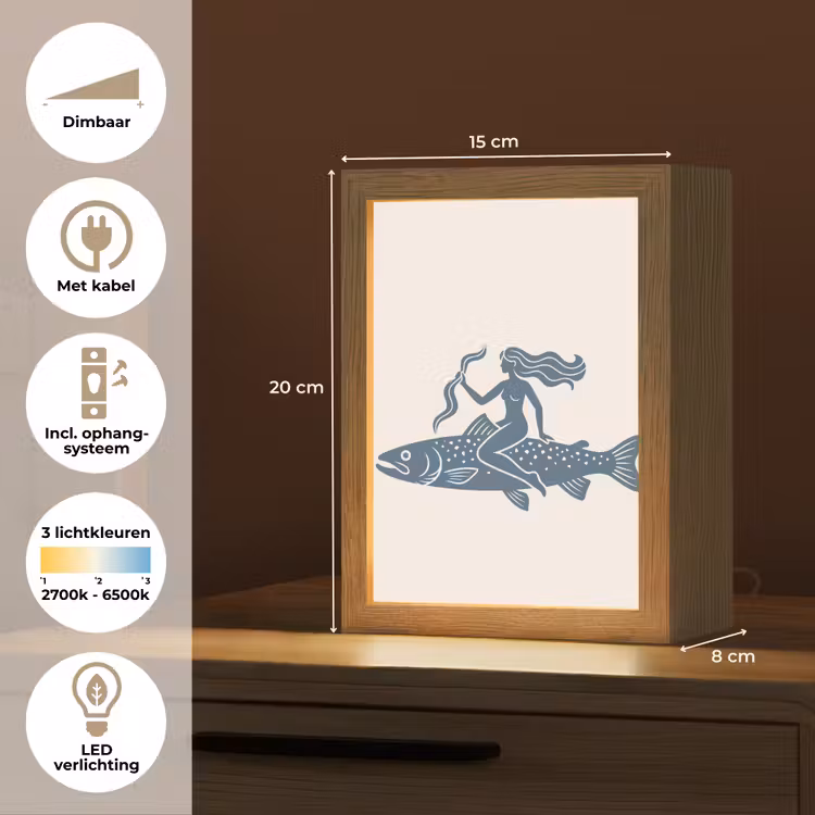 Gepersonaliseerde Lightbox - Vrouw - Vis - Fantasie - Abstract - Blauw — 7