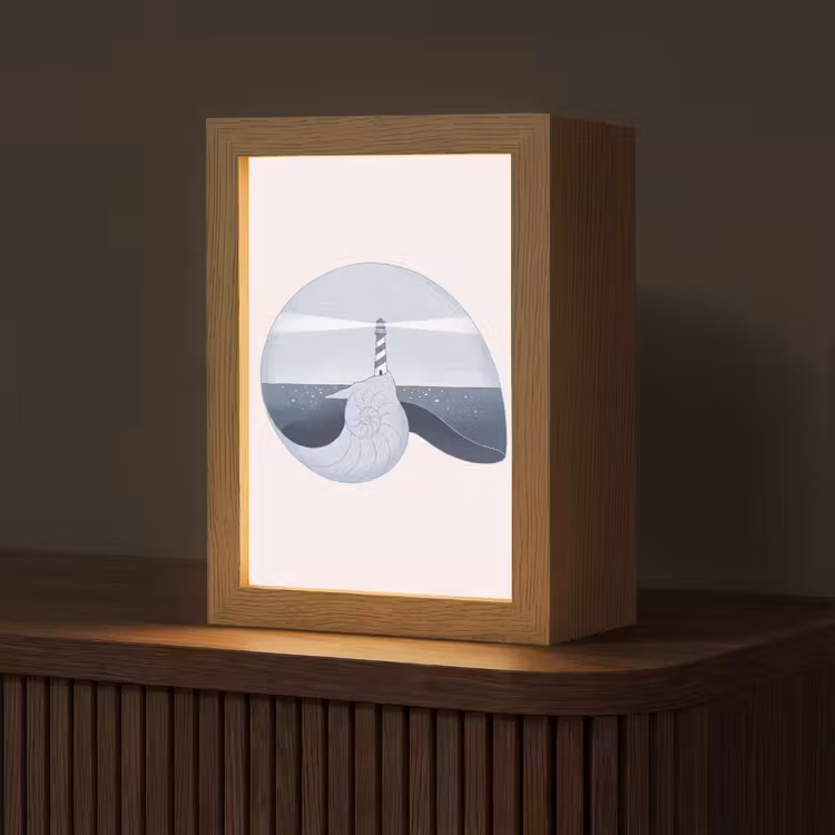 Gepersonaliseerde Lightbox - Vuurtoren - Zee - Schelp - Abstract - Blauw — 1
