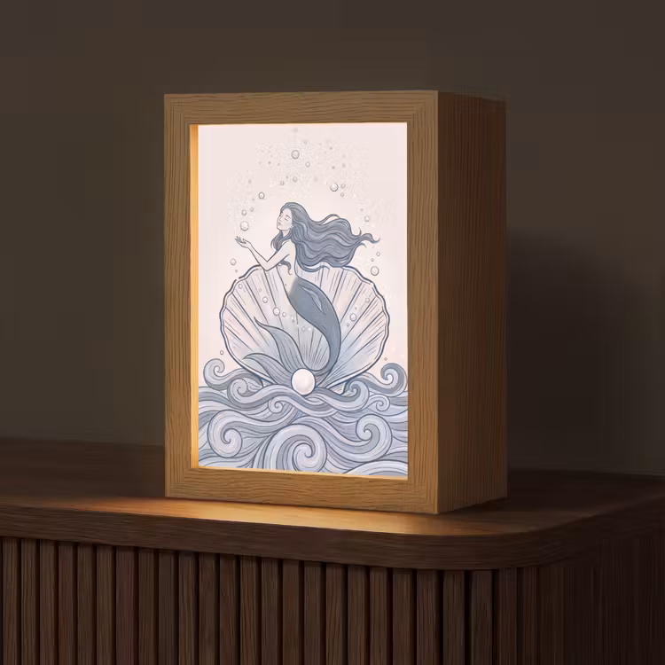 Gepersonaliseerde Lightbox - Zeemeermin - Schelp - Zee - Fantasie - Blauw — 1