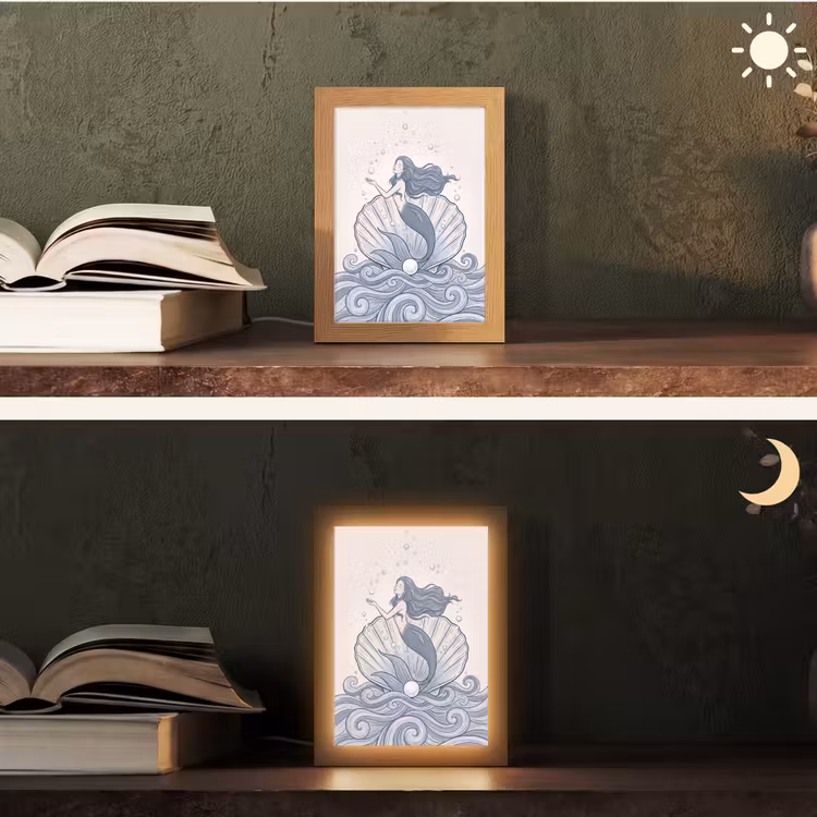 Gepersonaliseerde Lightbox - Zeemeermin - Schelp - Zee - Fantasie - Blauw — 5