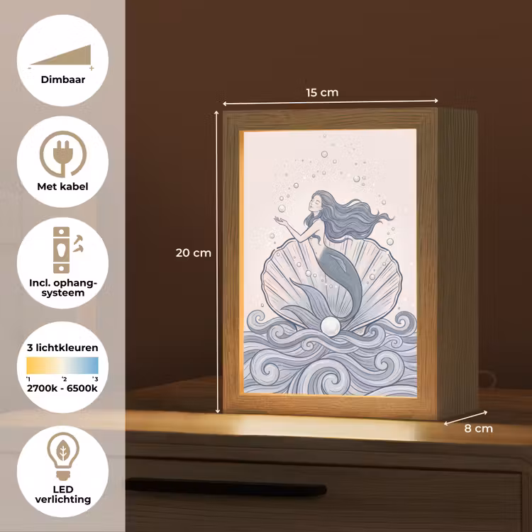 Gepersonaliseerde Lightbox - Zeemeermin - Schelp - Zee - Fantasie - Blauw — 7