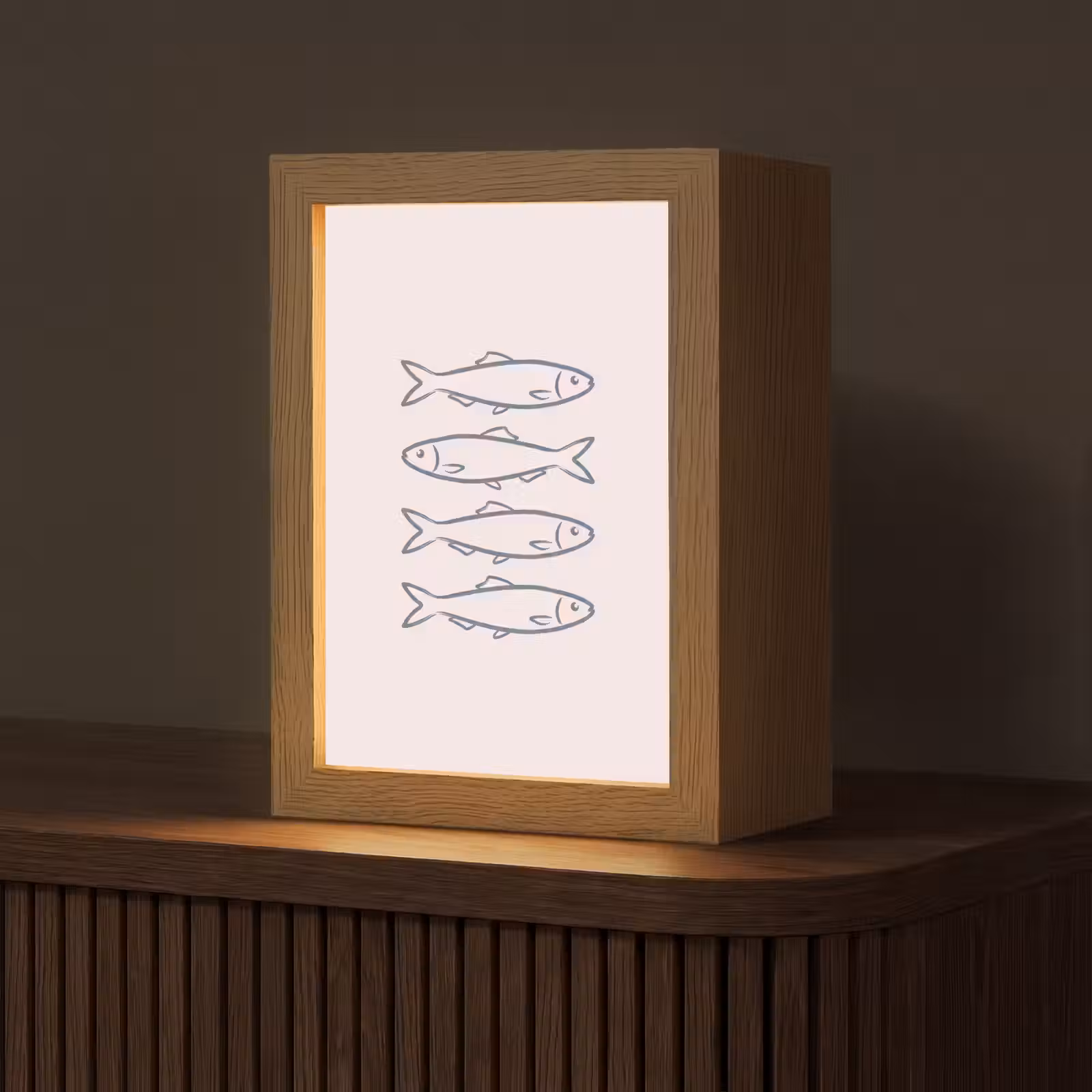 Gepersonaliseerde Lightbox - Vis - Vier - Dieren - Abstract - Blauw — 1
