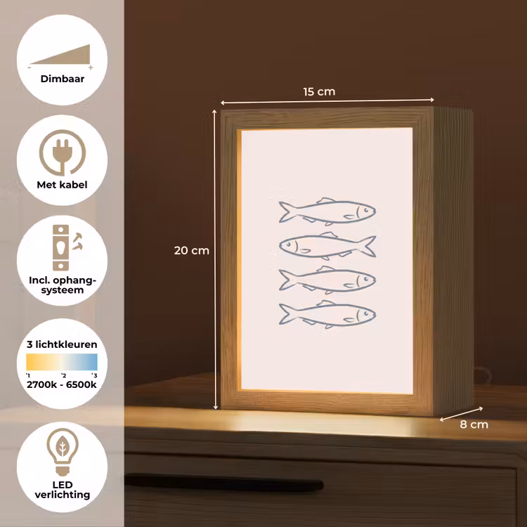 Gepersonaliseerde Lightbox - Vis - Vier - Dieren - Abstract - Blauw — 7