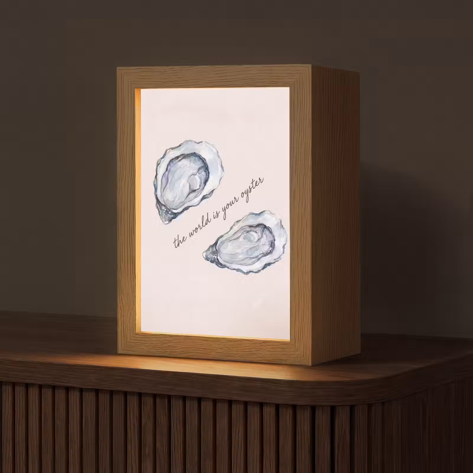 Gepersonaliseerde Lightbox - Zeeleven - Oester - Aquarel - Minimalistisch - Blauw — 1