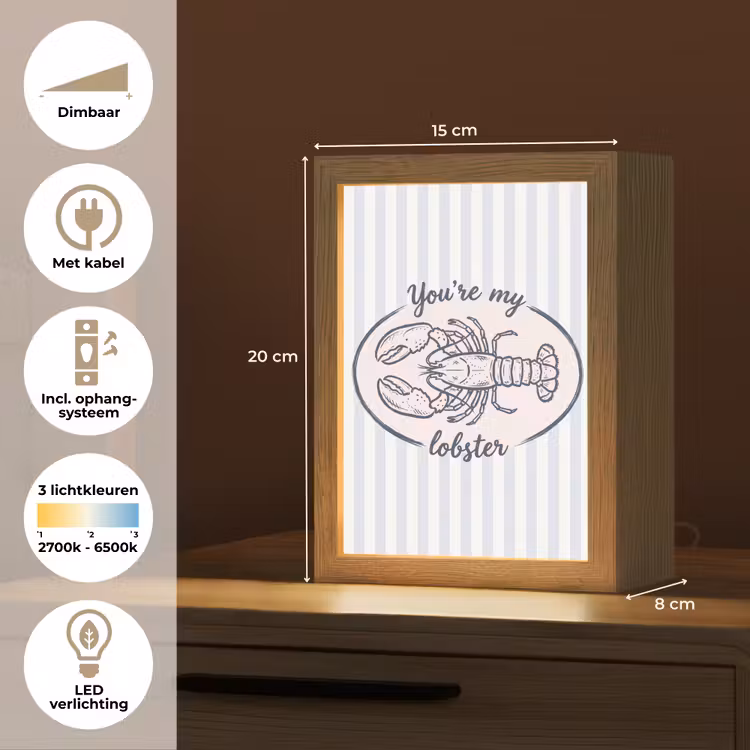 Gepersonaliseerde Lightbox - Kreeft - Illustratie - Liefde - Blauw - Decoratie — 7