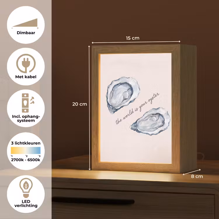Gepersonaliseerde Lightbox - Zeeleven - Oester - Aquarel - Minimalistisch - Blauw — 7