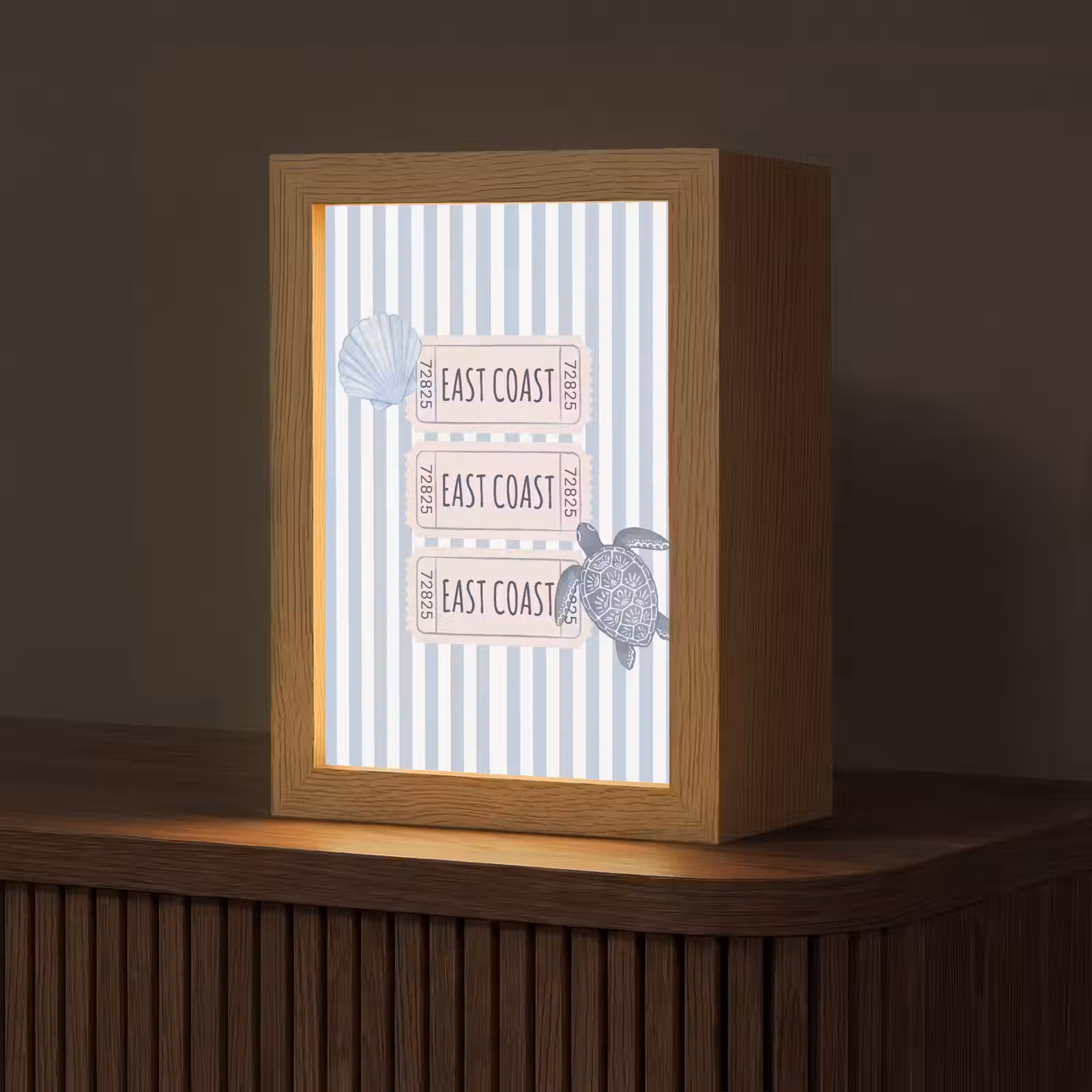 Gepersonaliseerde Lightbox - Schelp - Oceaan - Kust - Blauw - Illustratie — 1