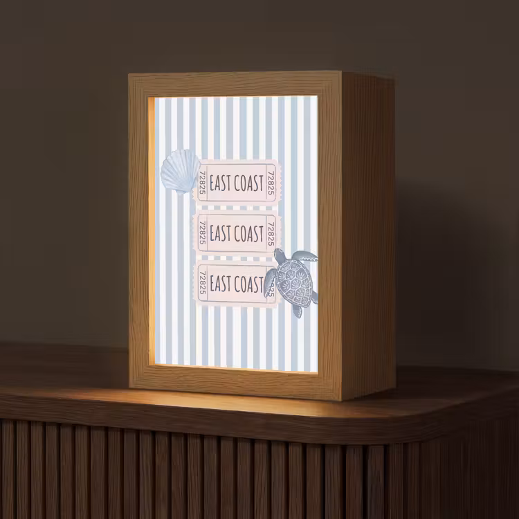 Gepersonaliseerde Lightbox - Schelp - Oceaan - Kust - Blauw - Illustratie — 1