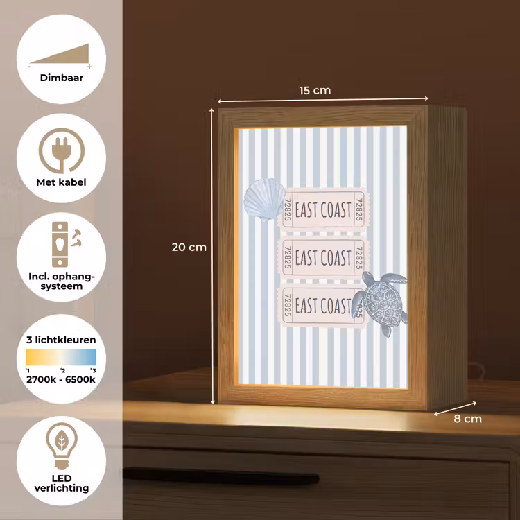 Gepersonaliseerde Lightbox - Schelp - Oceaan - Kust - Blauw - Illustratie — 7