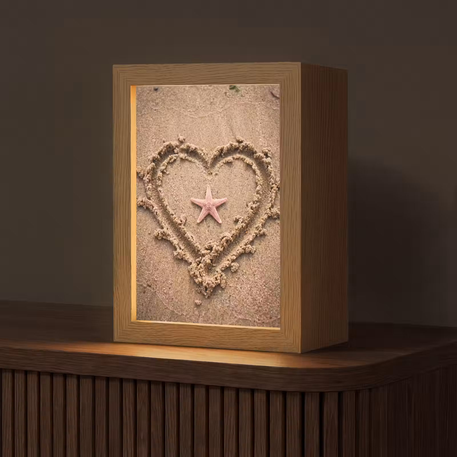 Gepersonaliseerde Lightbox - Dieren - Hart - Strand - Zand - Roze — 1