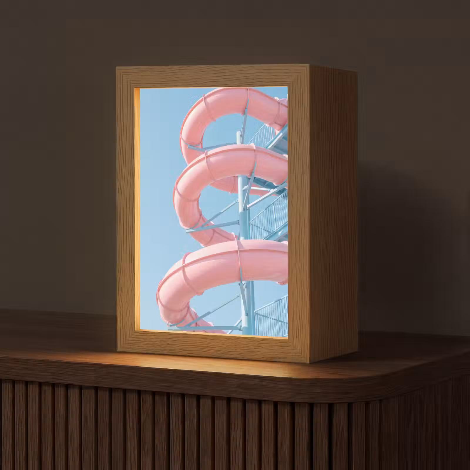 Gepersonaliseerde Lightbox - Glijbaan - Waterpark - Spiraal - Modern - Roze — 1