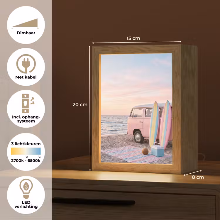 Gepersonaliseerde Lightbox - Busje - Strand - Surfplank - Zomer - Roze — 7