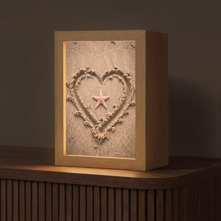 Gepersonaliseerde Lightbox - Dieren - Hart - Strand - Zand - Roze — 1
