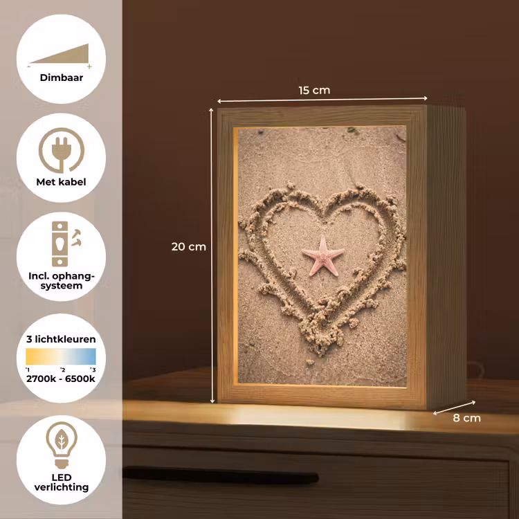 Gepersonaliseerde Lightbox - Dieren - Hart - Strand - Zand - Roze — 7