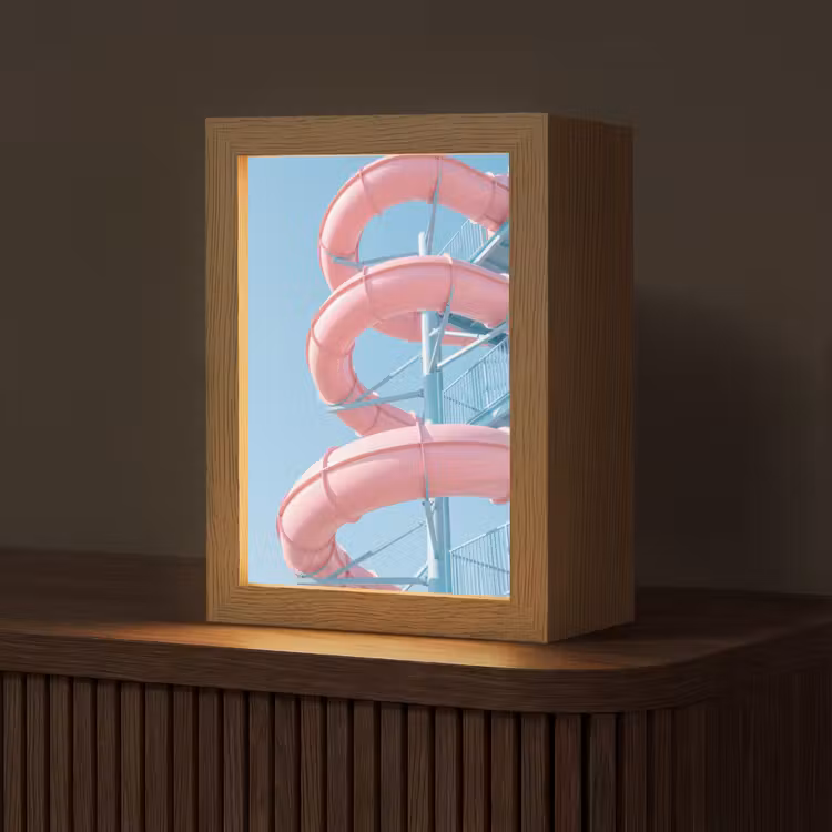 Gepersonaliseerde Lightbox - Glijbaan - Waterpark - Spiraal - Modern - Roze — 1
