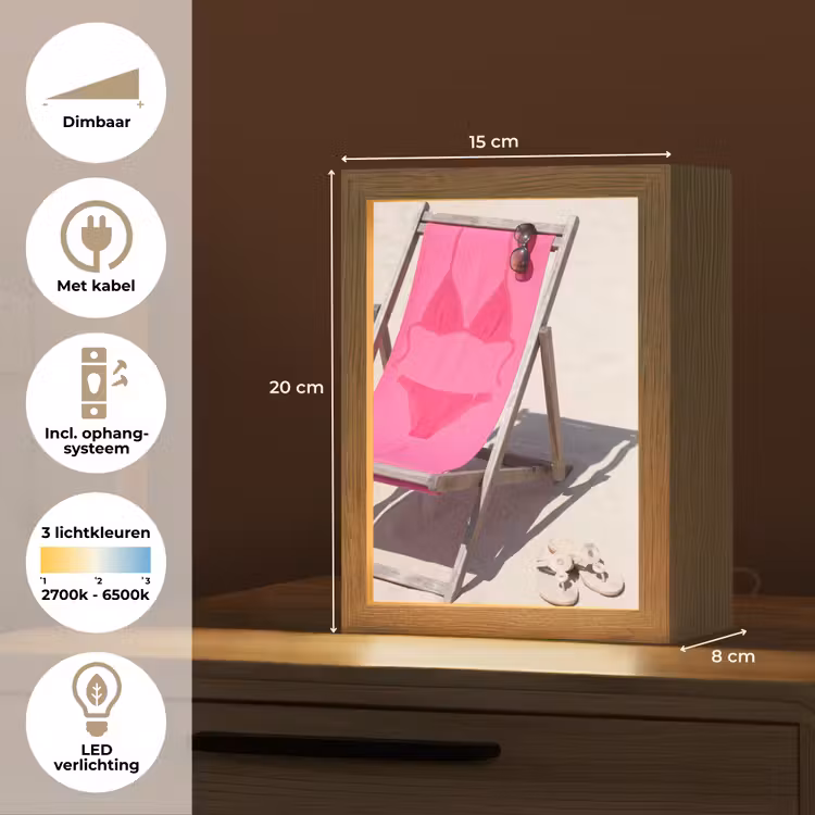 Gepersonaliseerde Lightbox - Strand - Ligstoel - Badkleding - Zomer - Roze — 7