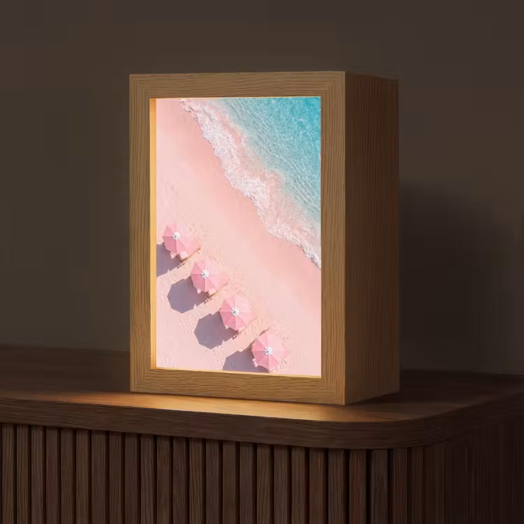 Gepersonaliseerde Lightbox - Strand - Roze zand - Zee - Zomer - Natuur — 1