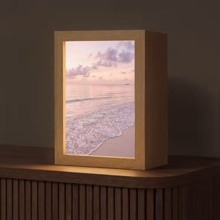Gepersonaliseerde Lightbox - Strand - Zonsondergang - Natuur - Minimalistisch - Roze — 1