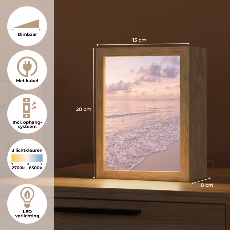 Gepersonaliseerde Lightbox - Strand - Zonsondergang - Natuur - Minimalistisch - Roze — 7