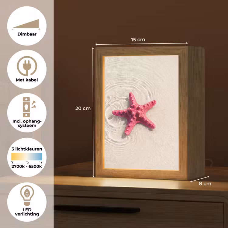 Gepersonaliseerde Lightbox - Zeeleven - Zeester - Strand - Roze - Water — 7