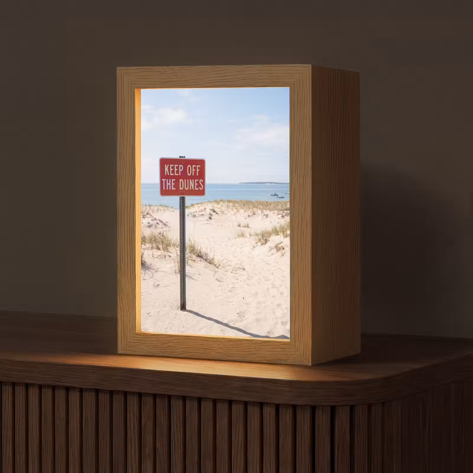 Gepersonaliseerde Lightbox - Duin - Bord - Kust - Landschap - Rood — 1