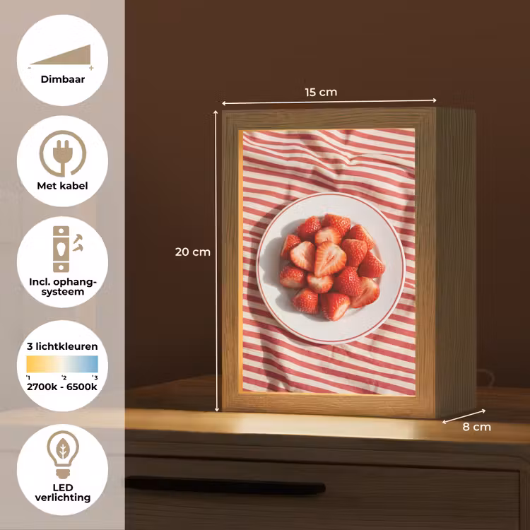 Gepersonaliseerde Lightbox - Eten - Aardbeien - Fruit - Zomer - Rood — 7
