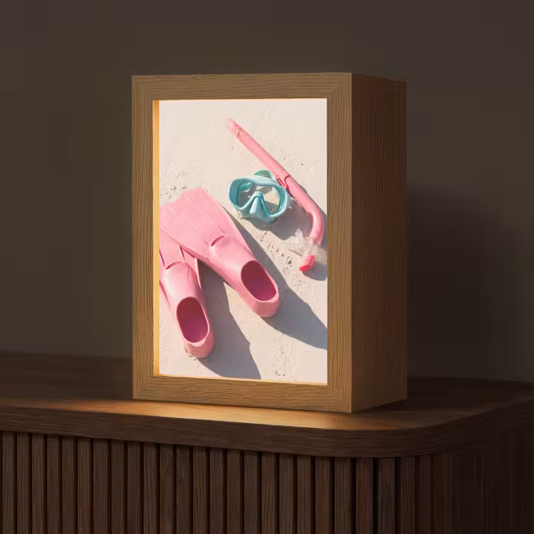 Gepersonaliseerde Lightbox - Snorkelset - Strand - Zomer - Roze — 1
