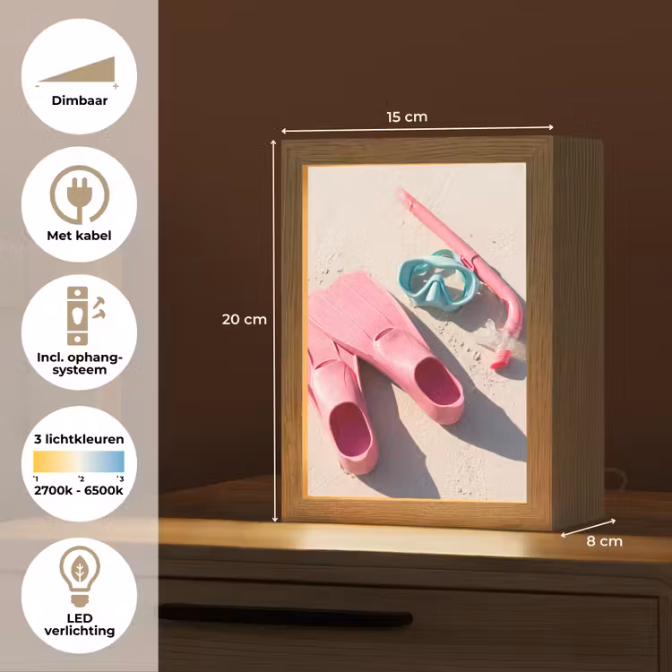 Gepersonaliseerde Lightbox - Snorkelset - Strand - Zomer - Roze — 7