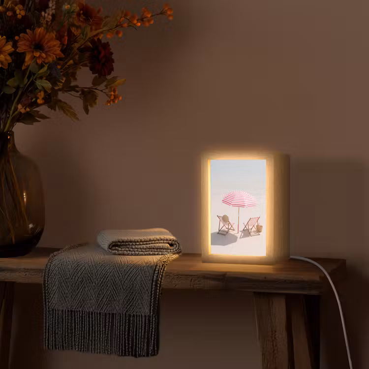 Gepersonaliseerde Lightbox - Strand - Parasol - Ligstoel - Zomer - Roze — 3
